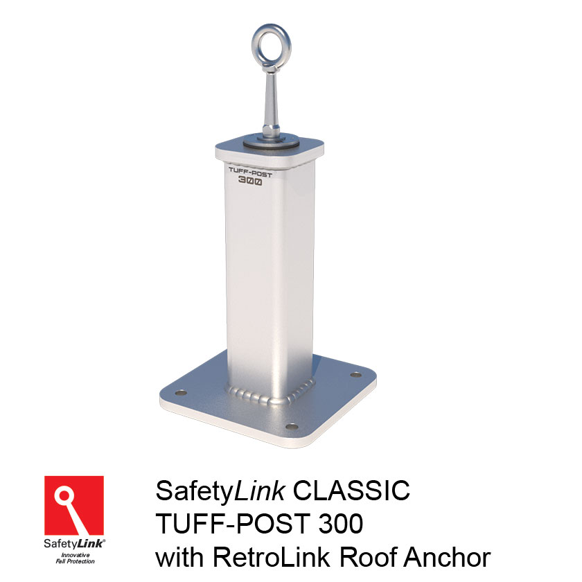 SAFETYLINK Classic Tuff Post 300 Mounted Into Steel With Retro Eyebolt