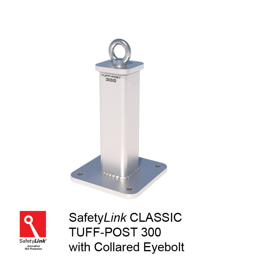 SAFETYLINK Classic Tuff Post 300 Mounted Into Steel With Collared Eyebolt