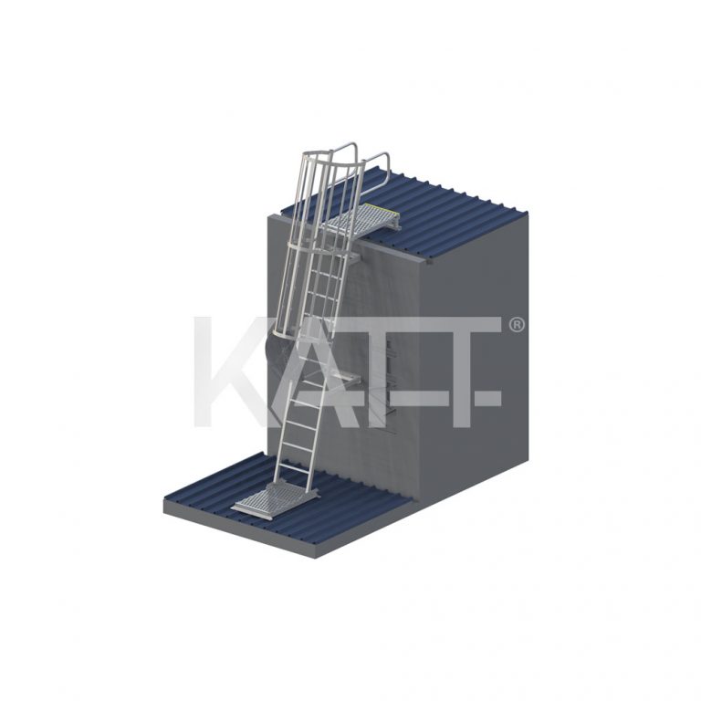 KATT Angled Cage Ladder with Grabrails and 1.0M Landing