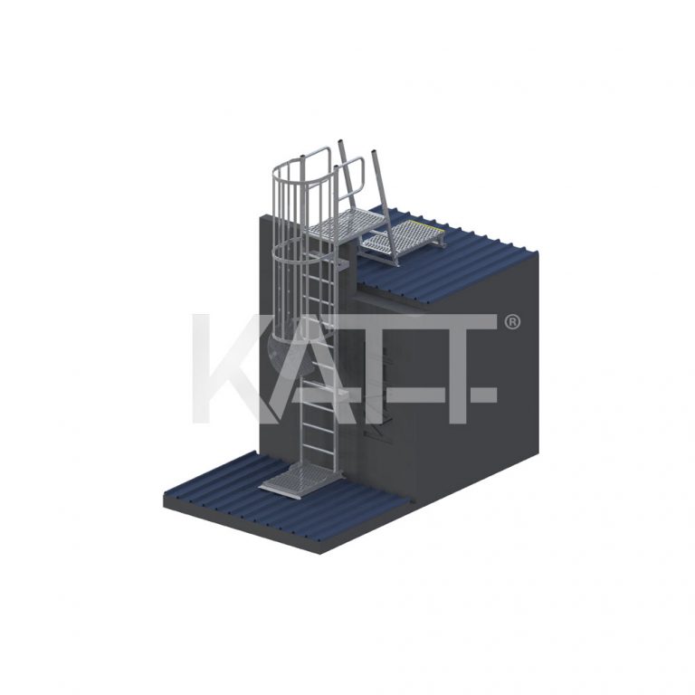 KATT Vertical Cage Ladder with Grabrails, Parapet Platform and 1.0M Landing
