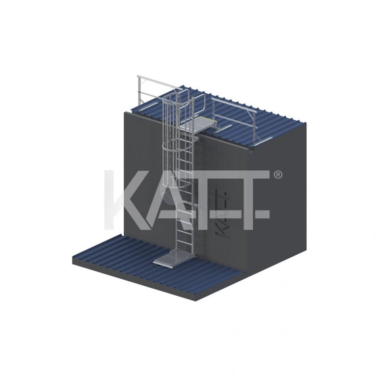KATT Vertical Cage Ladder with Grab rails and 1.0M Landing