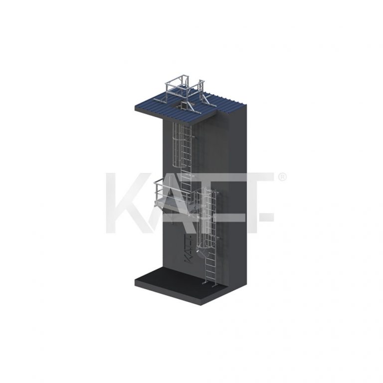 KATT Vertical Cage Ladder with Midway Landing Platform – Internal Access