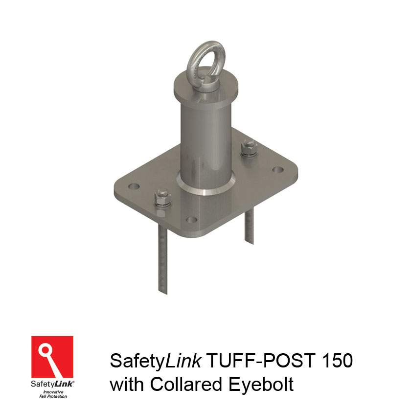SAFETYLINK Tuff Post 150 Mounted Into Concrete With Collared Eyebolt
