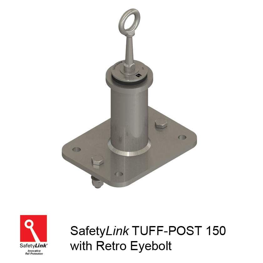 SAFETYLINK Tuff Post 150 Mounted Into Steel With Retro Eyebolt