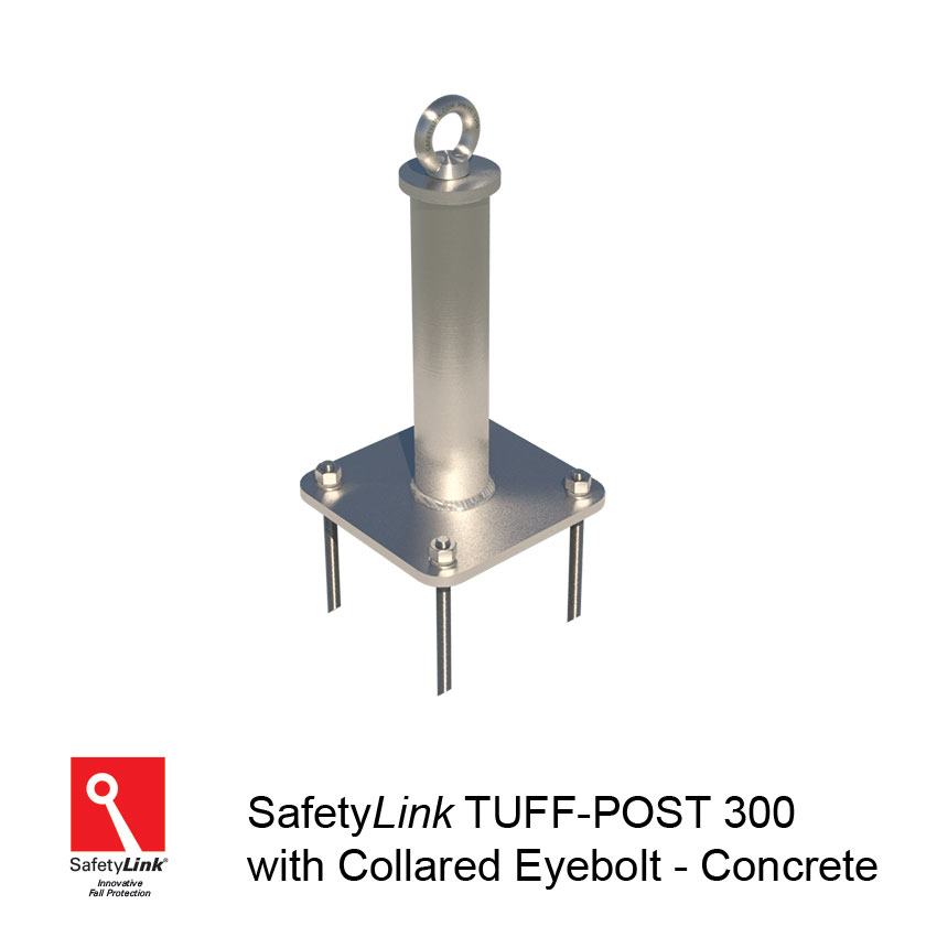 SAFETYLINK Tuff Post 300 Mounted Into Concrete With Collared Eyebolt