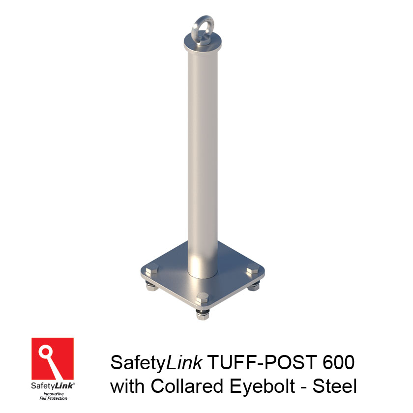 SAFETYLINK Tuff Post 600 Mounted Into Steel With Collared Eyebolt