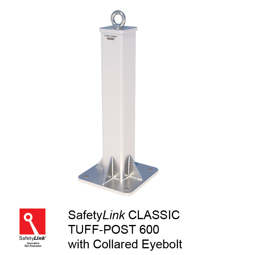 SAFETYLINK Classic Tuff Post 600 Mounted Into Concrete With Collared Eyebolt